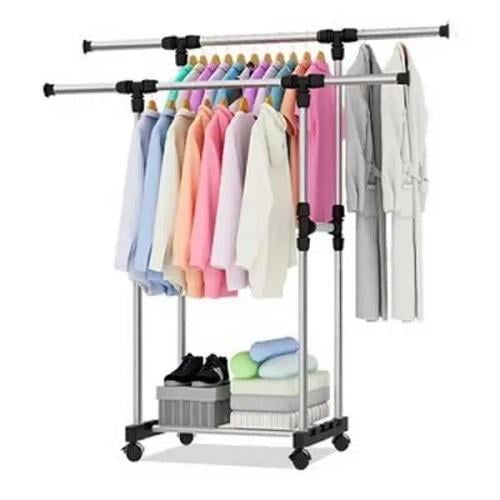 Стойка-вешалка для одежды Double Pole Clothesrack 6808 телескопическая 124x37x135 см (MG-01444)