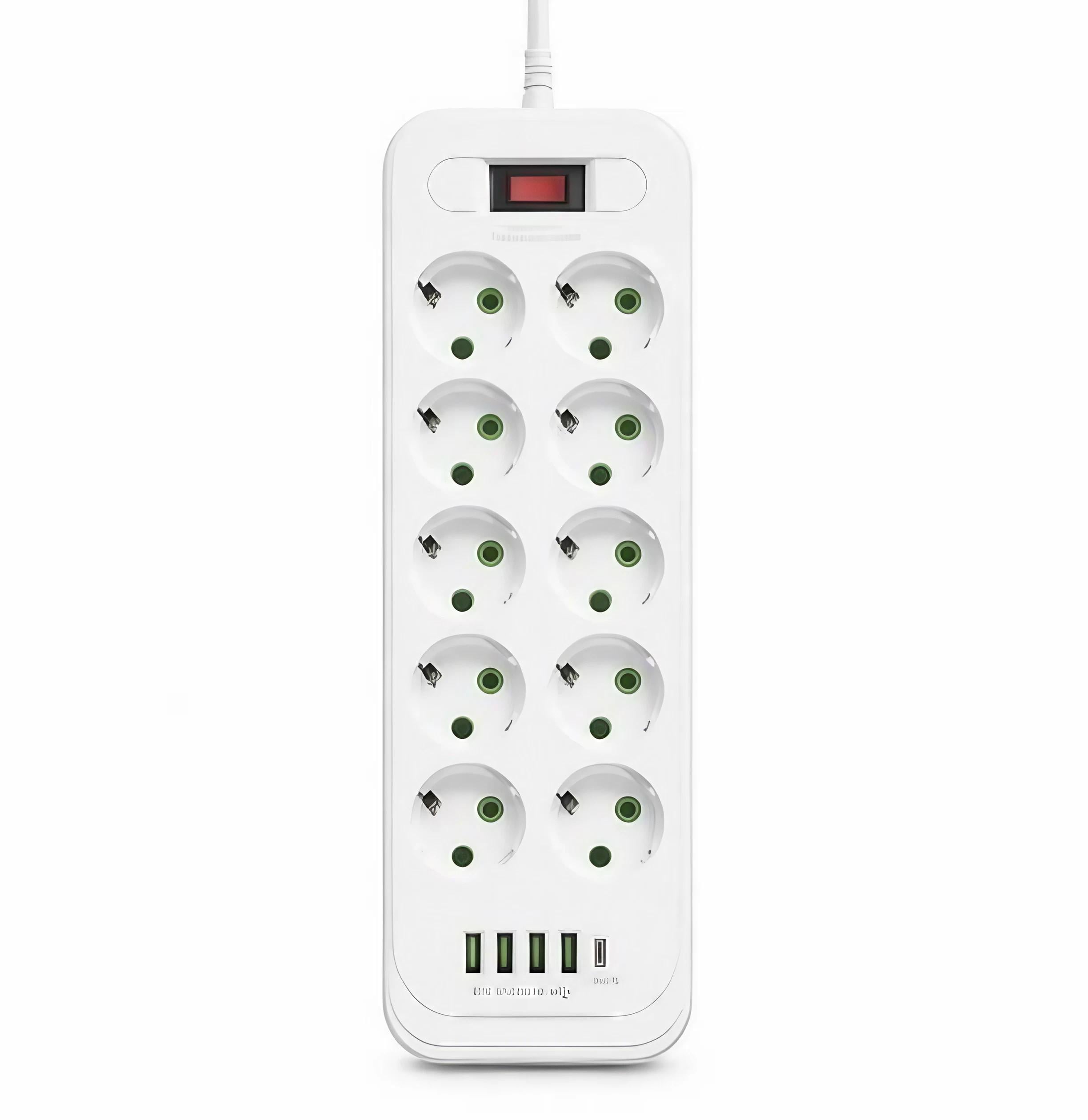 Подовжувач-фільтр USB D10 10х220В 4хUSB/1хType-C 5 м Білий (mld: 17560)