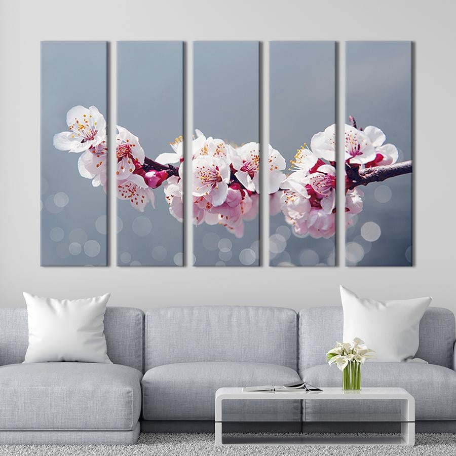 Модульна картина із 5 частин на холсті інтер'єрна картина Чарівна краса Сакури 132x80 см (239-51)