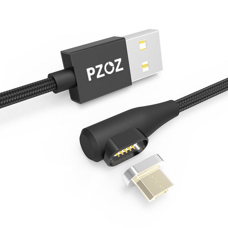Кабель магнитный PZOZ Micro USB с угловым подключением для зарядки и передачи данных 1 м Черный Кабель магнитный PZOZ Micro USB с угловым подключением для зарядки и передачи данных 1 м Черный