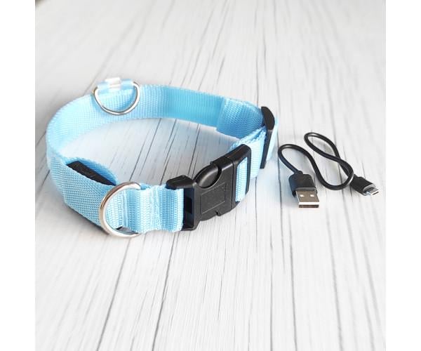 Ошейник для собак с подсветкой L Голубой Ошейник для собак с подсветкой L Голубой