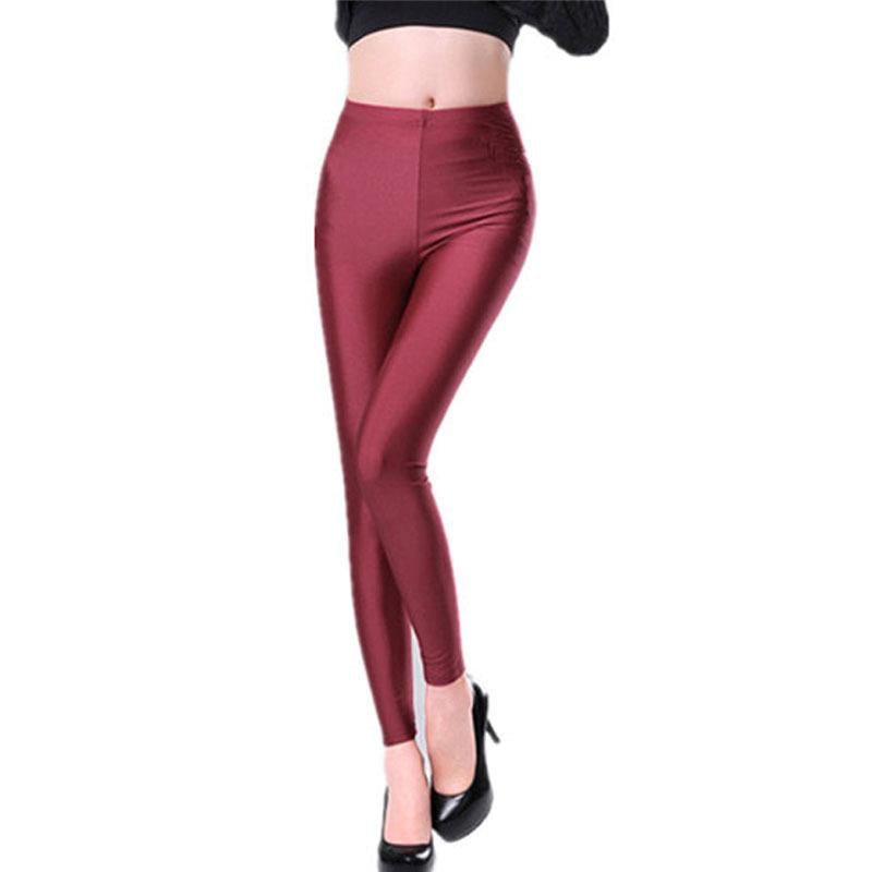 Лосини спортивні жіночі Блискучі універсальний розмір стегна 70-105 см Бордовий R9351 (R9351 бордові)