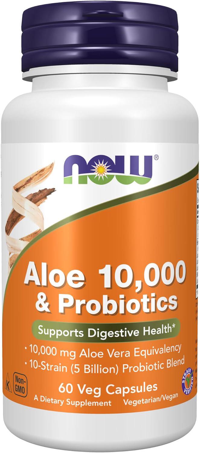 Алоэ вера 10000 и пробиотики Now Aloe Vera10000 and Probiotics 60 vcaps (3004)