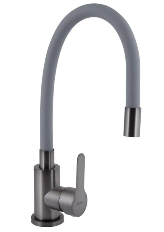 Смеситель для кухни Brinex Pure 015F3 с гибким изливом Graphite/Grey (BRIPUR015F3GRG)
