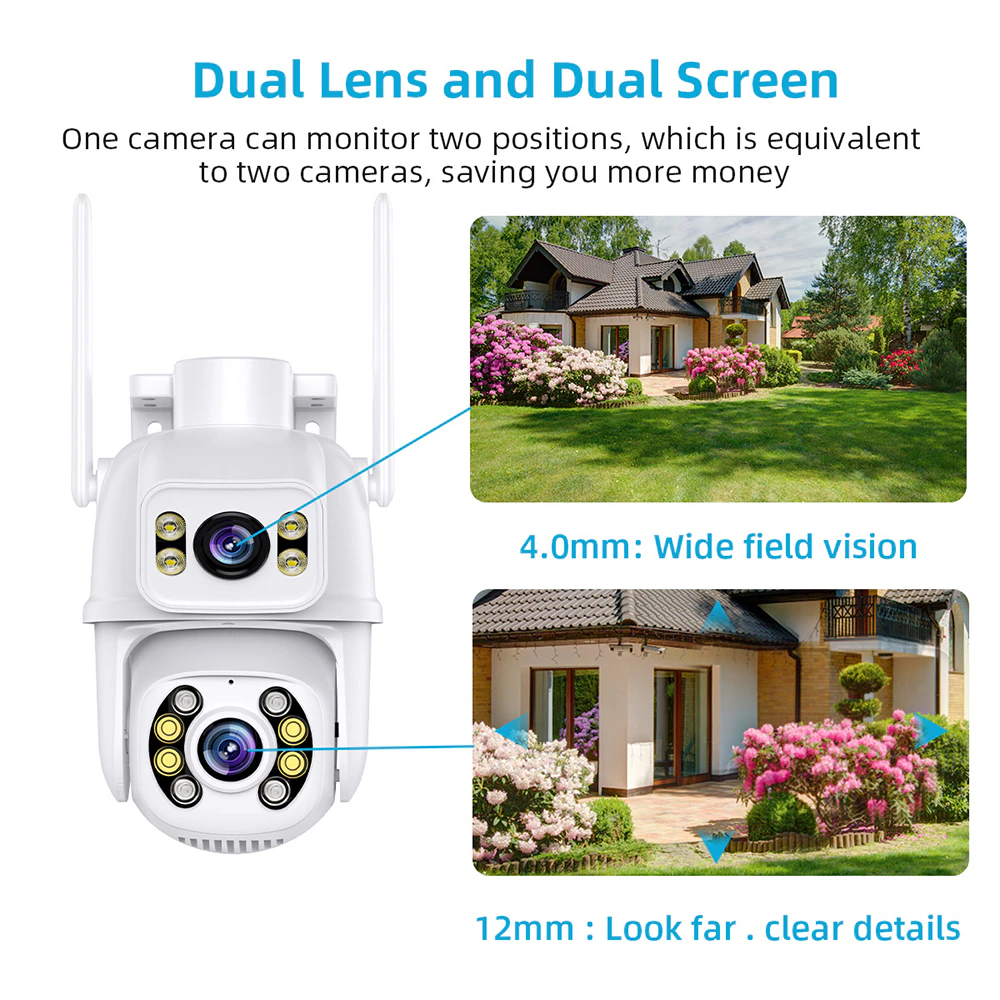 ᐉ Камера видеонаблюдения уличная PTZ-DW4 IP Wi-Fi двойная два объектива .