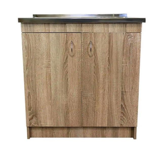 Тумба для кухни с мойкой 80х60 0,6 мм правая чаша смеситель и сифон Трюфель - фото 5