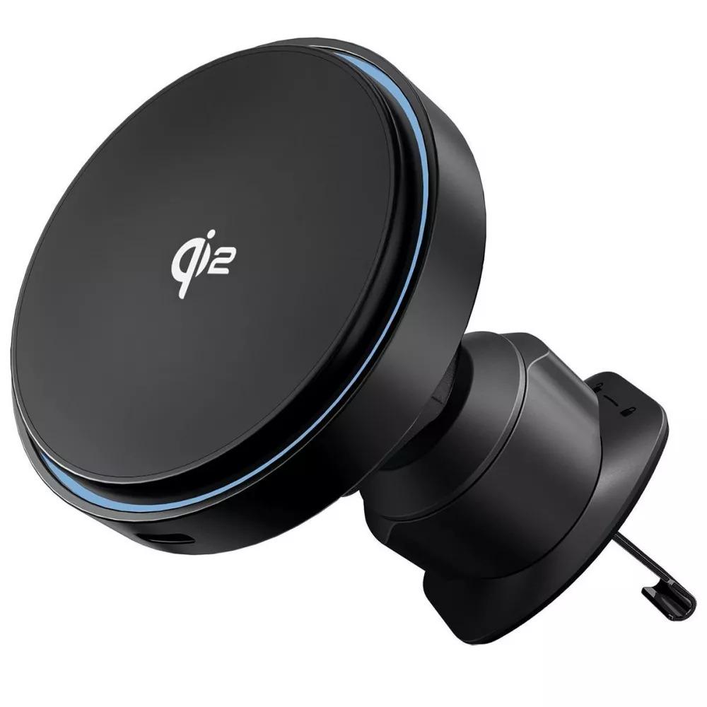 Автомобільний тримач з бездротовим зарядним пристроєм Proove Light Circle Qi2 15W Black