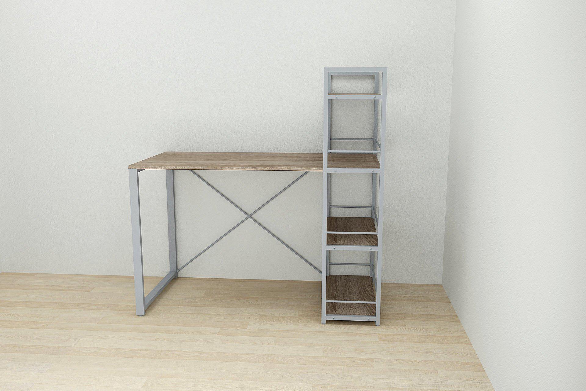 Письмовий стіл Ferrum-decor Konekt з етажеркою метал/ДСП 16 мм Сірий/Дуб сонома трюфель (FRD-104234) - фото 2 Письмовий стіл Ferrum-decor Konekt з етажеркою метал/ДСП 16 мм Сірий/Дуб сонома трюфель (FRD-104234) - фото 2