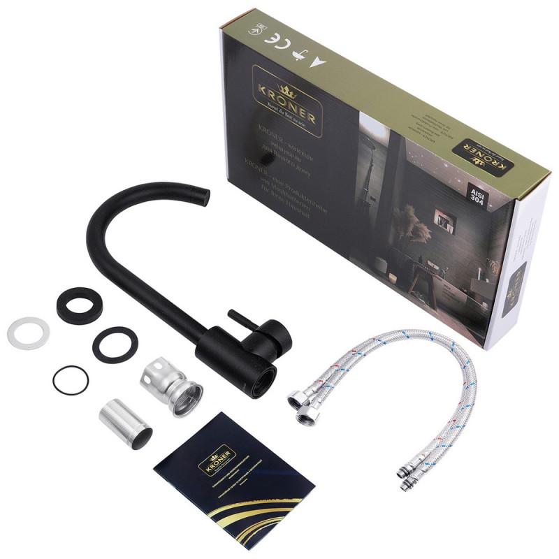 Смеситель Kroner KRP Edelstahl Klassisch-SCH035 Черный матовый (1854990945) - фото 6