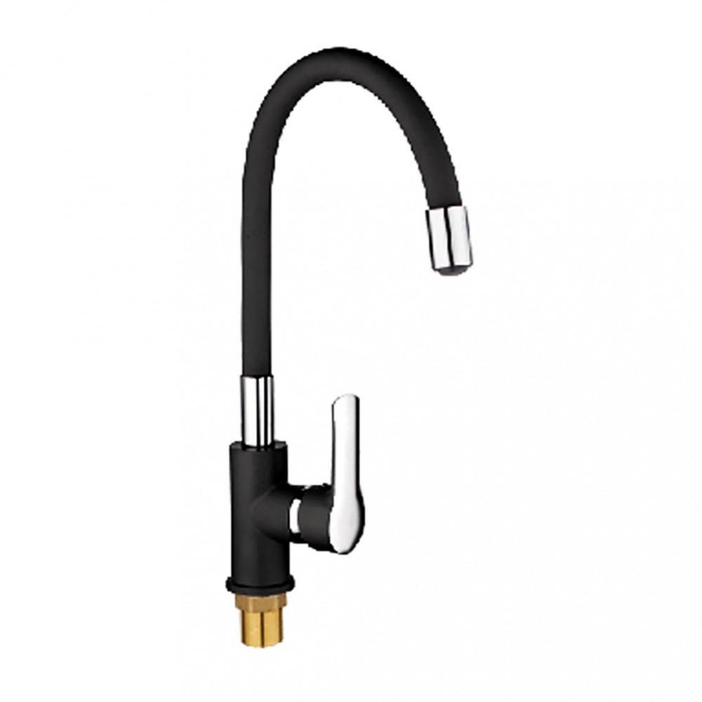 Смеситель для кухни Zerix Z40237-6 ZX0513 с гибким изливом Черный (128366)