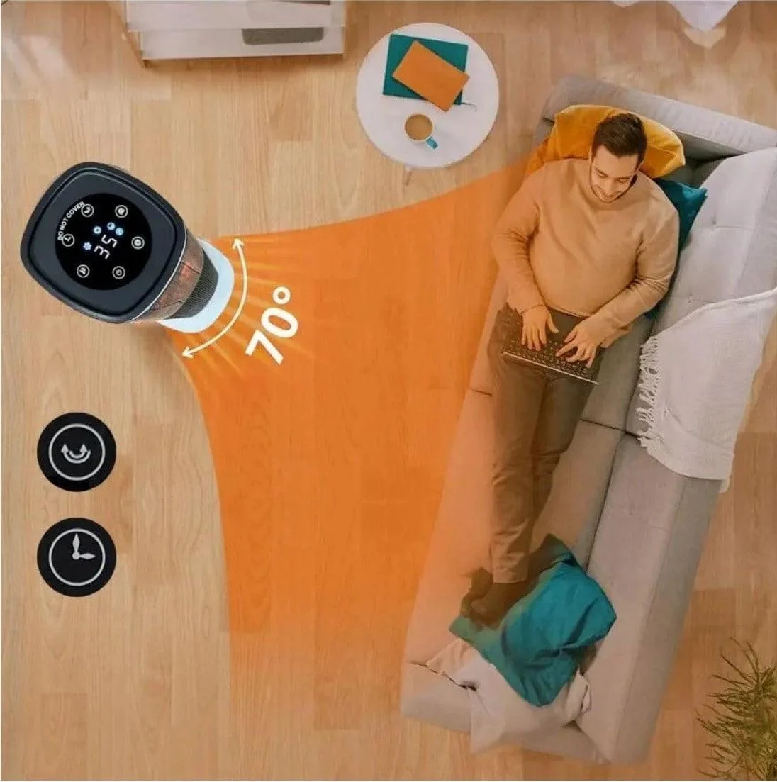 Тепловентилятор колонний Carruzzo з імітацією каміна та пультом 2000 Вт (29711459) - фото 6 Тепловентилятор колонний Carruzzo з імітацією каміна та пультом 2000 Вт (29711459) - фото 6