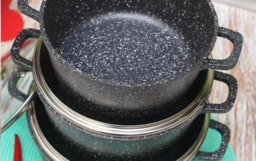 Набор кастрюль Benson 8 предметов Черный с белыми вкраплениями (BN-378) - фото 2 Набор кастрюль Benson 8 предметов Черный с белыми вкраплениями (BN-378) - фото 2