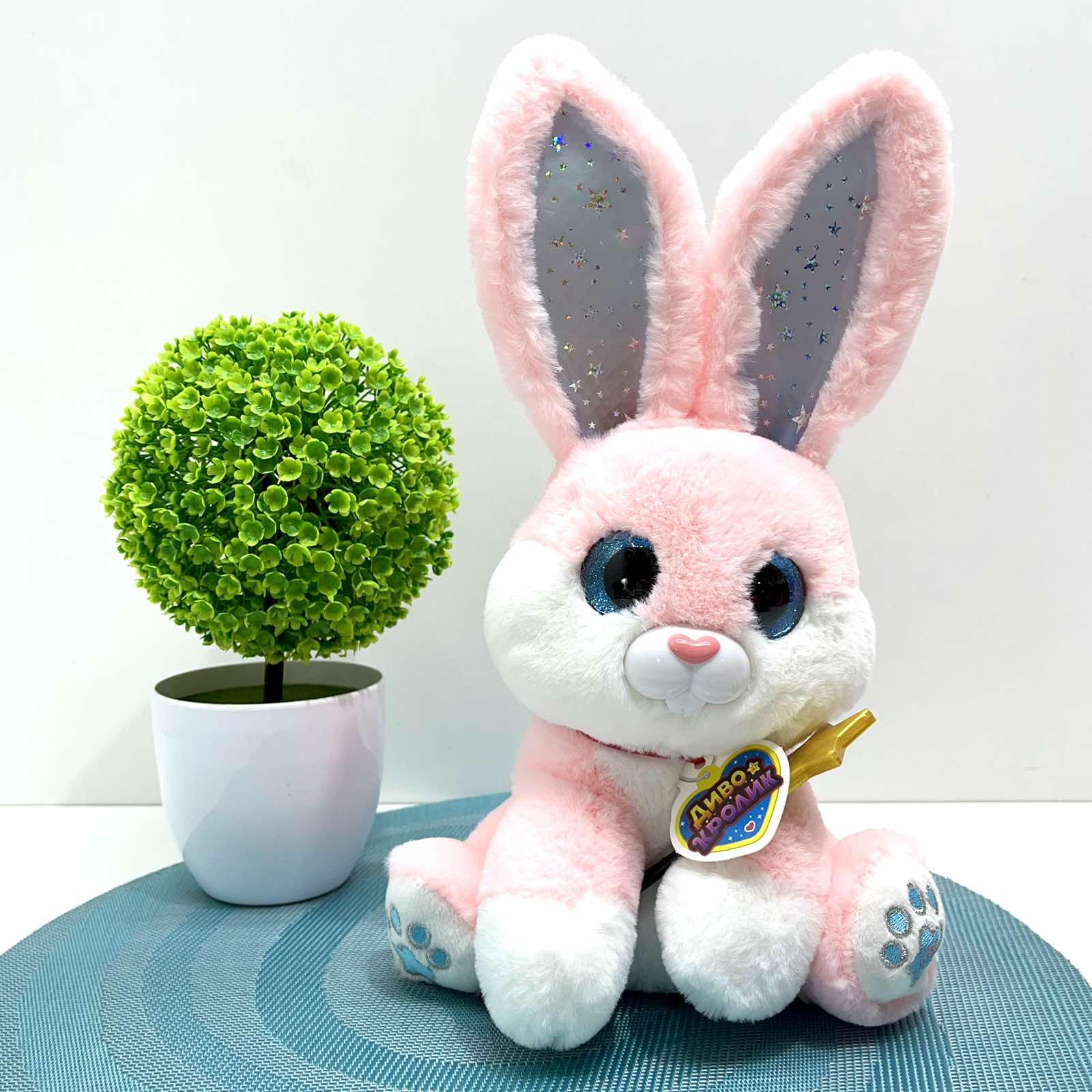 Интерактивная игрушка Чудо Кролик звук/свет/фразы подвижный реагирует на палочку 30 см Розовый (M 6144 I UA) - фото 11