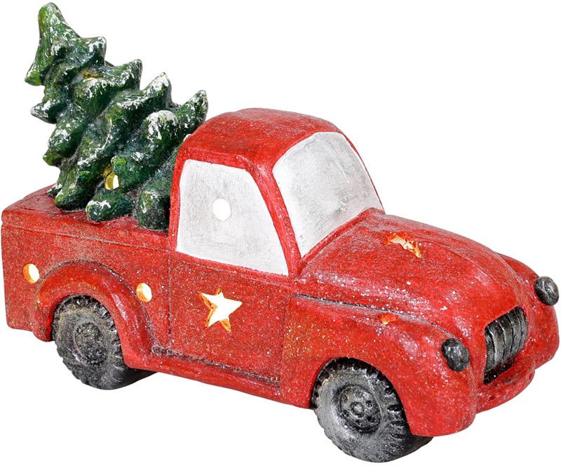 Декоративный Красный автомобиль с елью 40,3 см с Led-подсветкой (BD-711-325)
