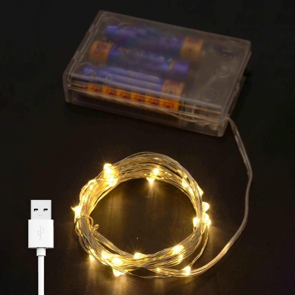 Гирлянда нить Роса на батарейках USB 3 м 30 LED статический режим IP44 Теплый белый