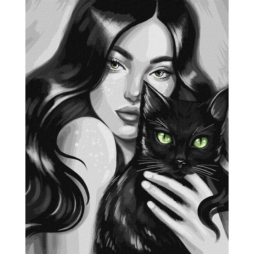 Картина по номерам Идейка Черный пушистик 40x50 см (KHO2662)