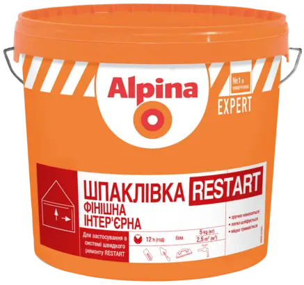 Шпаклівка акрилова Alpina Expert Restart Шпаклівка фінішна інтер'єрна 14 кг Білий (1694747223)
