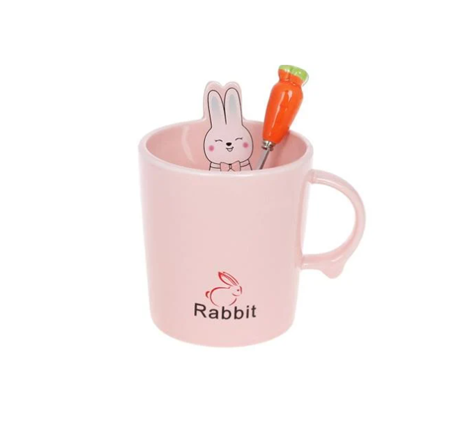 Чашка фарфорова Rabbit з кришкою та ложкою 380 мл