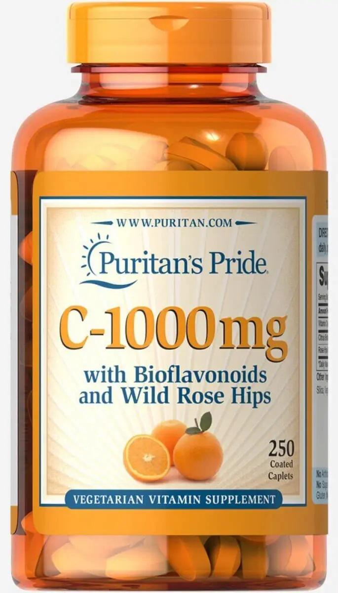 Витамин C Puritan's Pride Vitamin C-1000 мг with Bioflavonoids & Rose Hips 250 Caplets Витамин C Puritan's Pride Vitamin C-1000 мг with Bioflavonoids & Rose Hips 250 Caplets