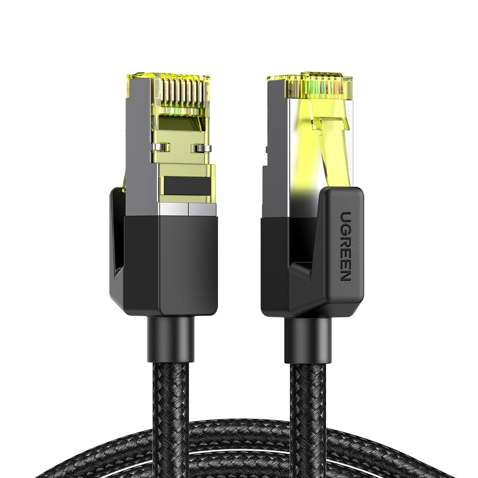 Кабель сетевой патч-корд UGREEN NW150 Cat7 F/FTP Round Ethernet Cable Braided Pure Copper 10 м Black (30791)