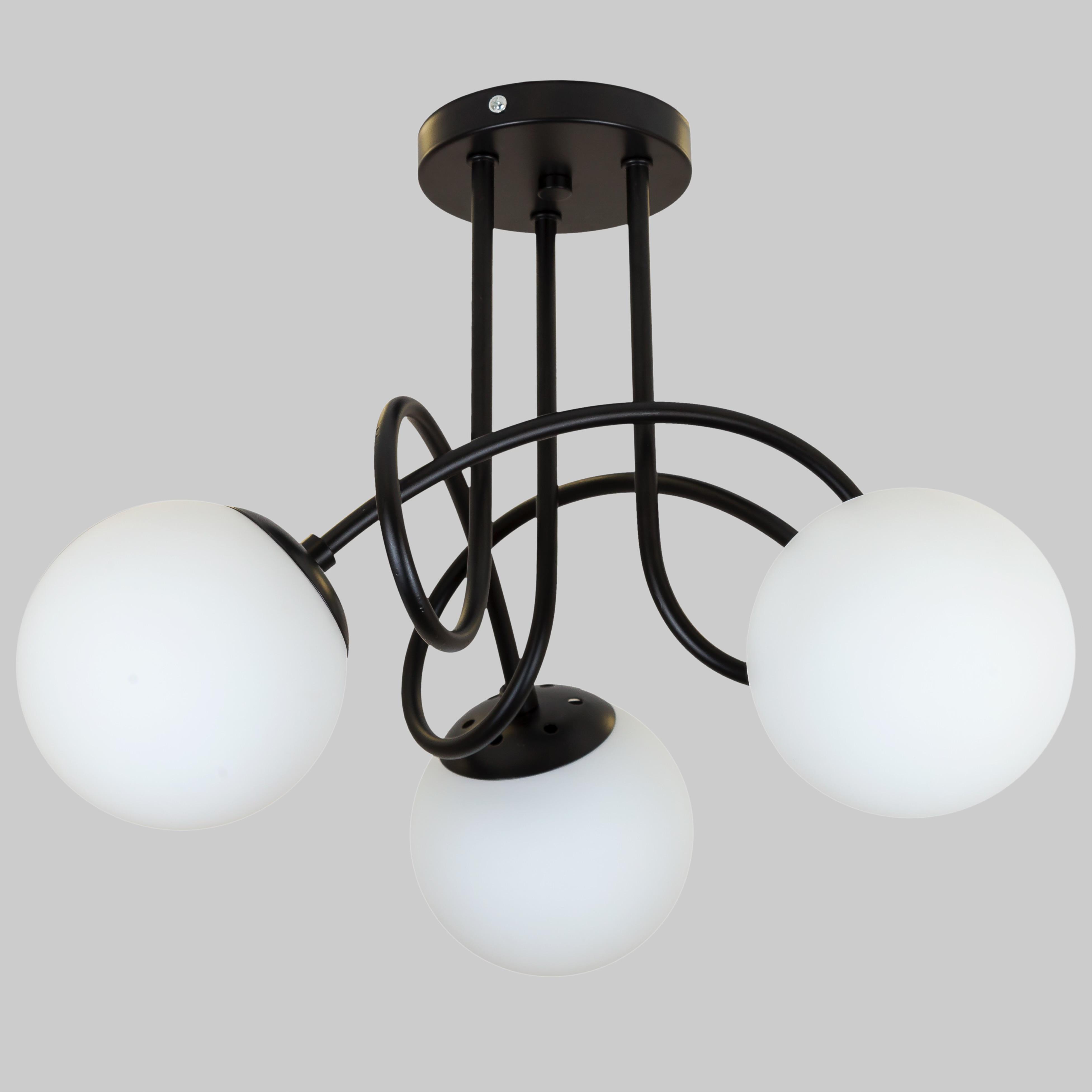 Люстра потолочная Triple Glow с 3 плафонами-шарами Черный/Белый (52-9903-3 BK+WH)
