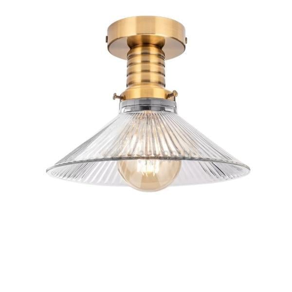 Потолочный светильник ретро из ребристого стекла Cone Clear Jazz Collection R Gold (CL-JC0005/GOLD) - фото 1