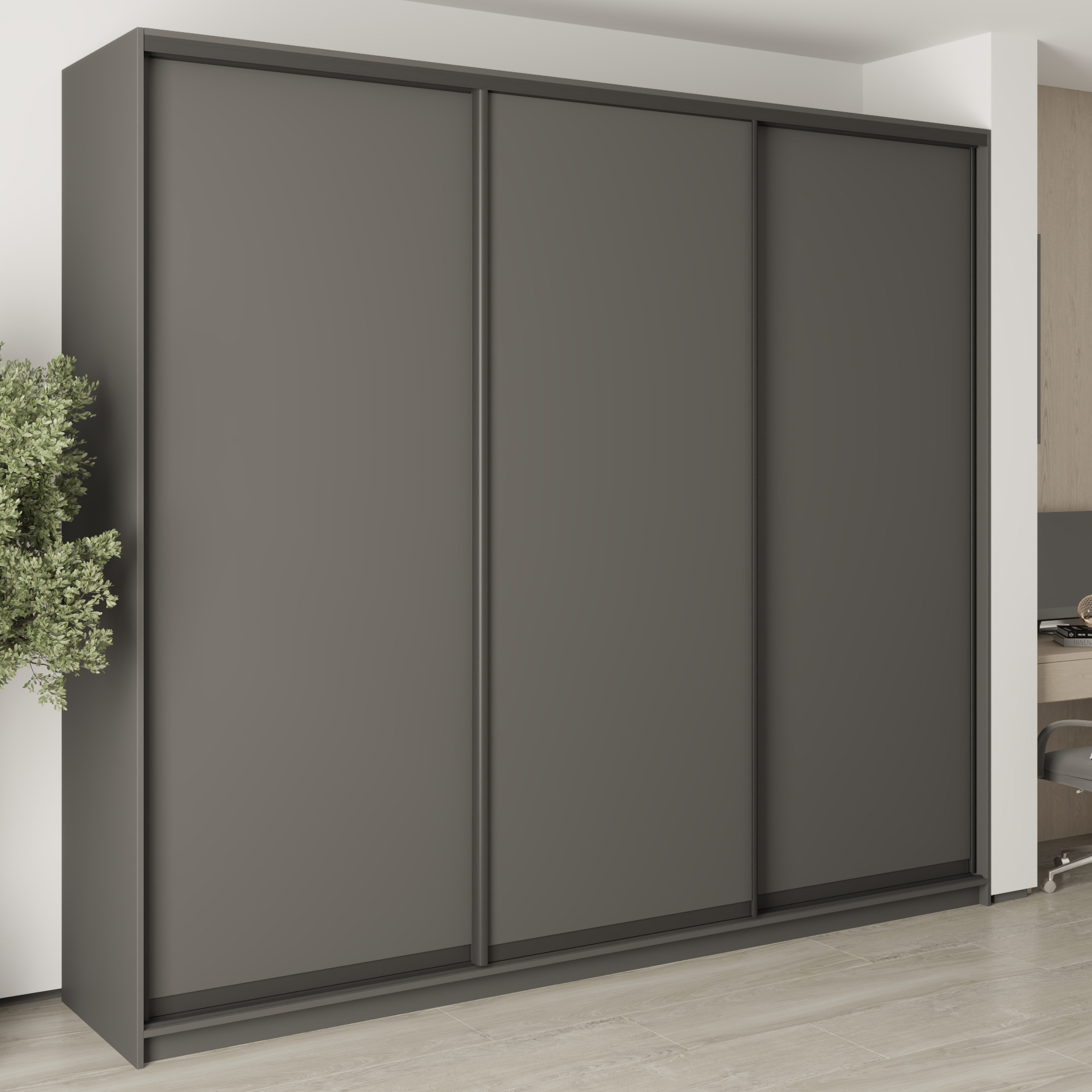 Шкаф-купе трехдверный Mebel Star Комбо BG MBS-9437 270х45х240 см Антрацит (1009426) Шкаф-купе трехдверный Mebel Star Комбо BG MBS-9437 270х45х240 см Антрацит (1009426)