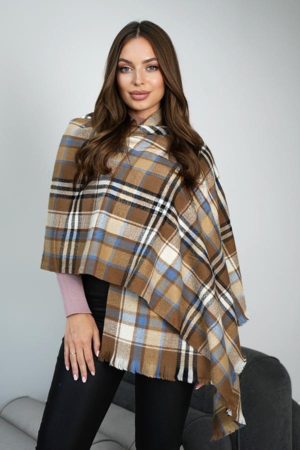 Палантин кашеміровий Braxton Флер 7038 Коричневий/Синій/Білий (26480031)