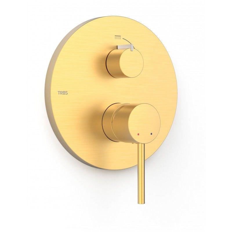 Смеситель скрытого монтажа для душа Tres Study Exclusive однорычажный с Rapid-Box Золотой матовый (26228001OM)