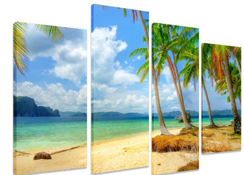 Модульная картина KIL Art Тропический пляж на холсте из четырех частей 129x90 см (M4_L_289)