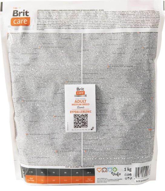 Корм для собак средних пород Brit Care Dog Hypoallergenic Medium Breed гипоаллергенный с ягненком 1 кг - фото 2 Корм для собак средних пород Brit Care Dog Hypoallergenic Medium Breed гипоаллергенный с ягненком 1 кг - фото 2