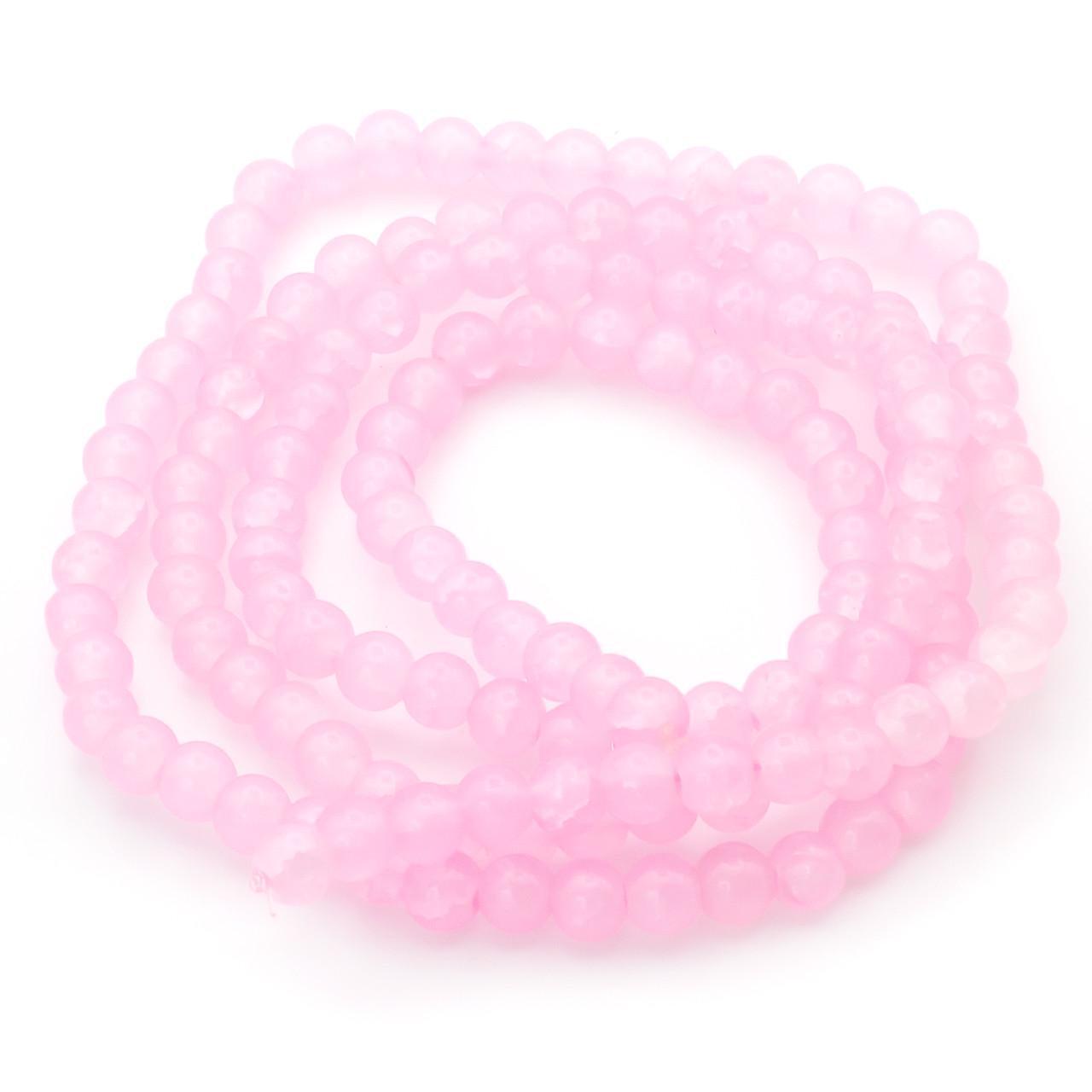 Бусины Битое стекло кракелюр 6 мм 80 см 145 шт. Розовый (БЖ0006б09)