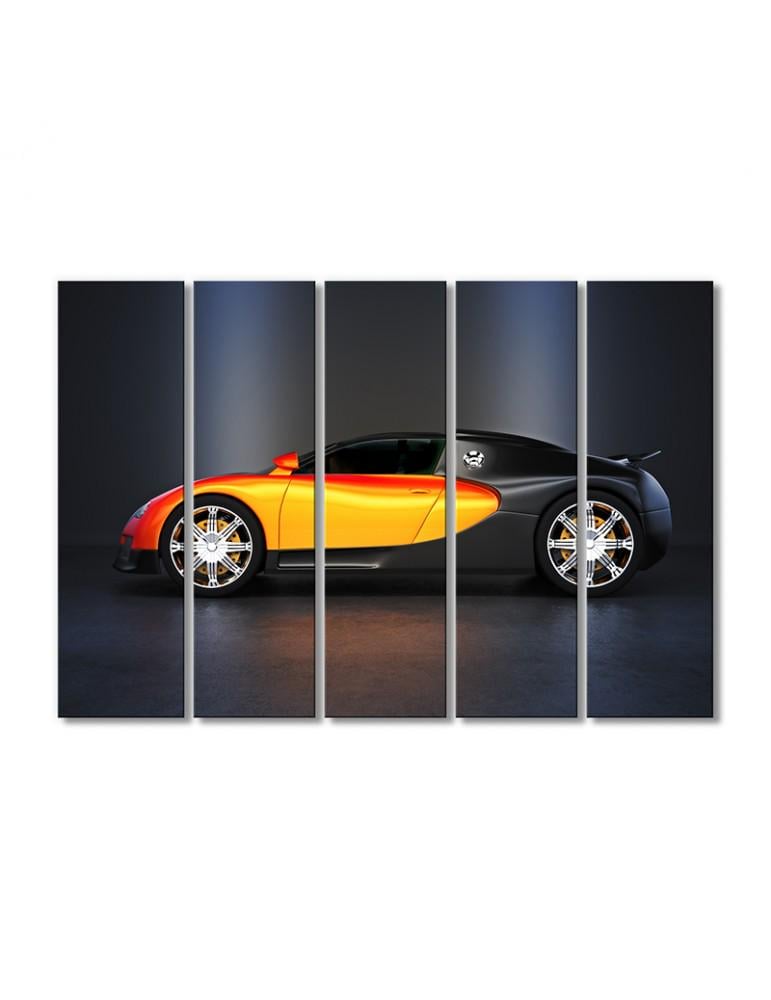Картина модульная Супер авто желто-черная 5 модулей 70x105 см