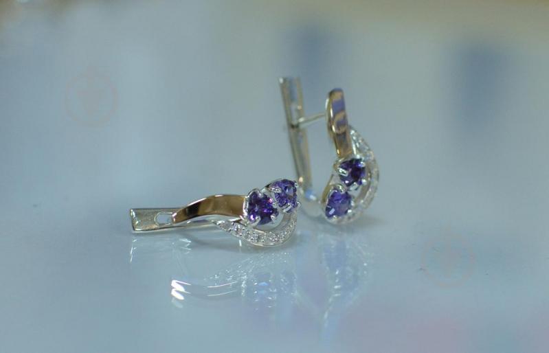 Серебряные серьги Sil с сердцами 112s-3 Аметист (Sil-897)