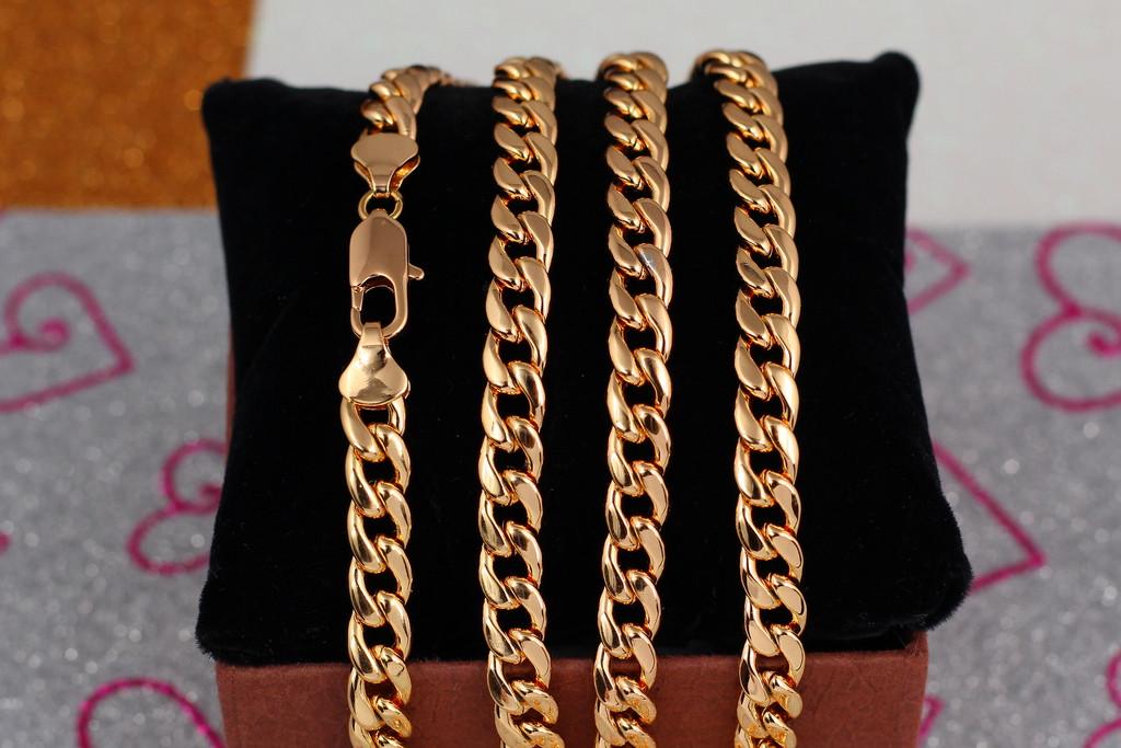 Цепь Xuping Jewelry круглый панцырь 55 см 7 мм Золотистый