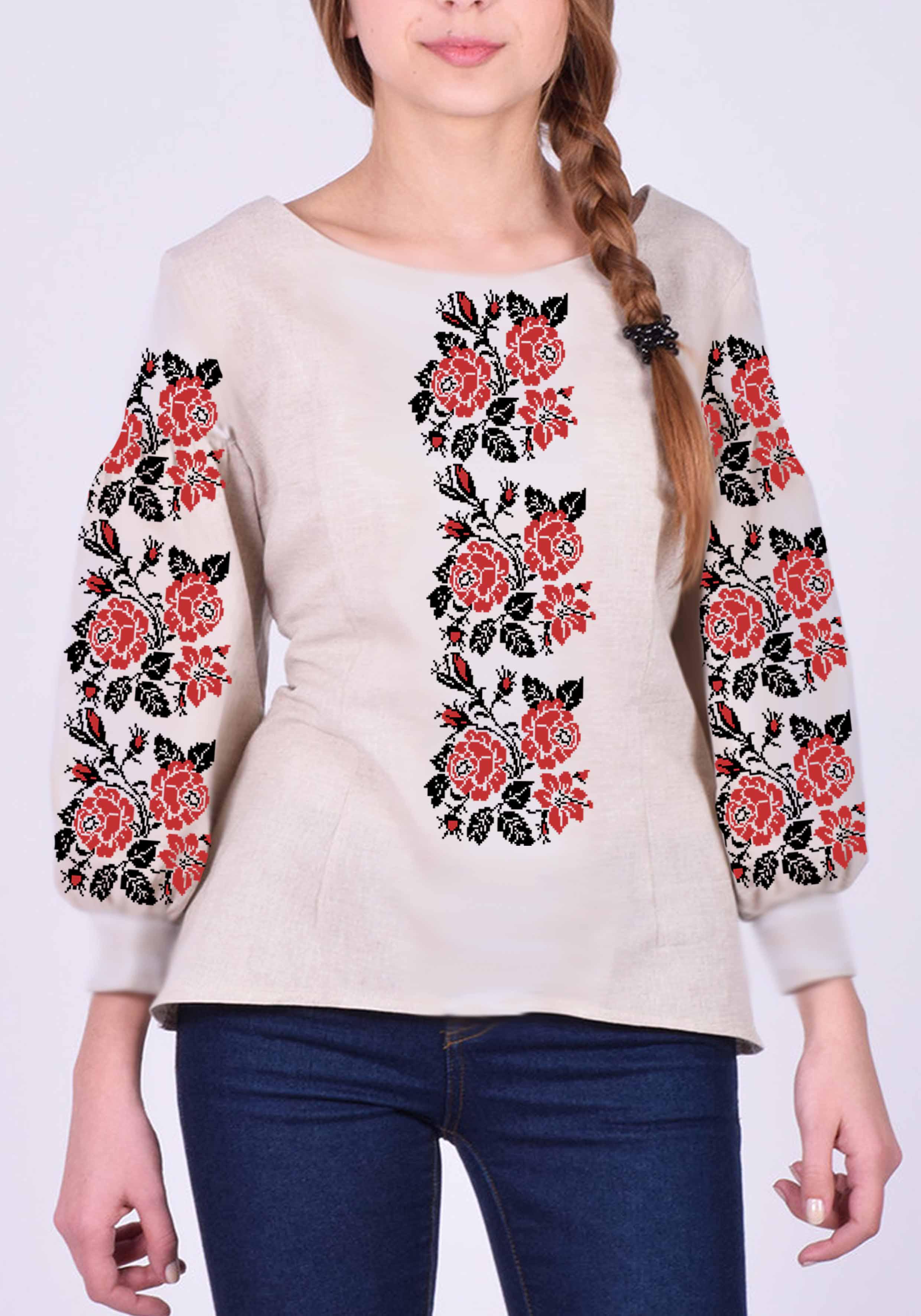 Заготовка для вишивки нитками або бісером сорочка СЖ-227 габардин Заготовка для вишивки нитками або бісером сорочка СЖ-227 габардин