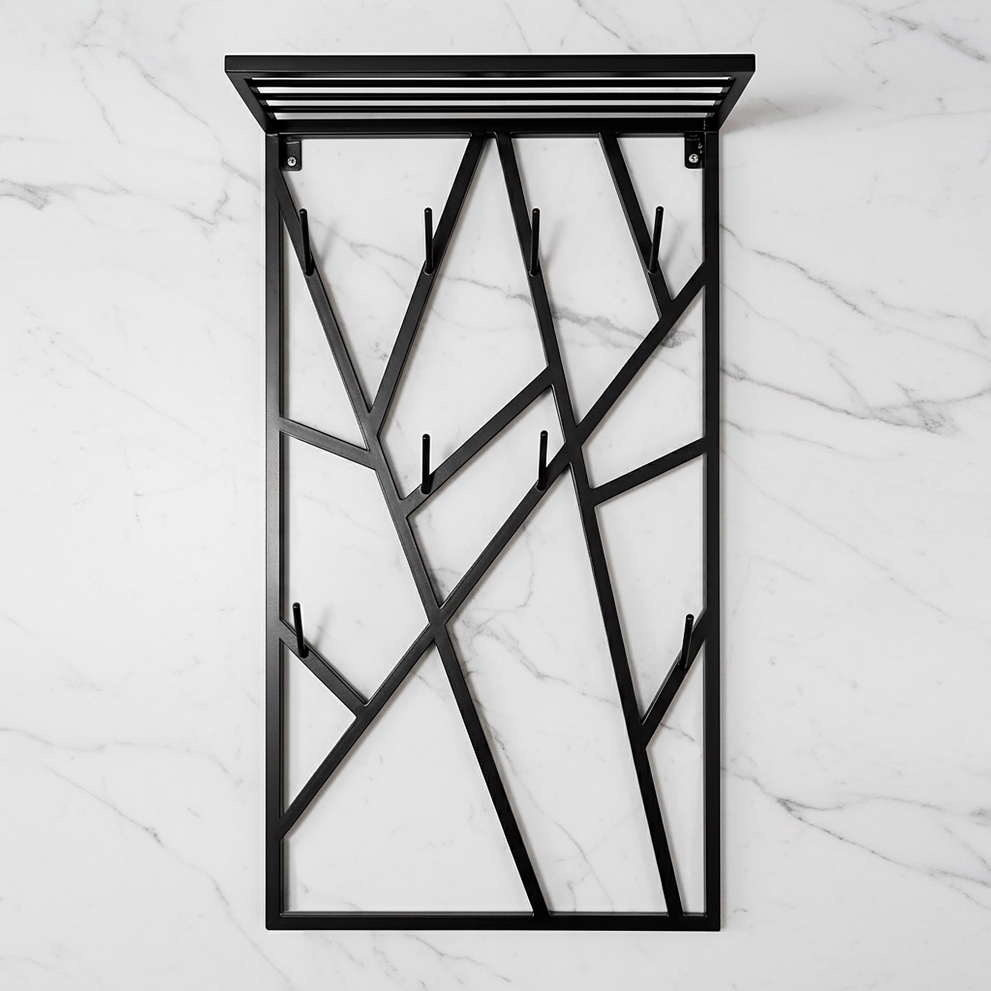 Вешалка для одежды настенная из металла Loft 600x200 мм H 1000 мм Черный (1555) Вешалка для одежды настенная из металла Loft 600x200 мм H 1000 мм Черный (1555)