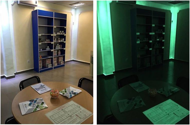 Краска люминесцентная Altey Interior светящаяся в темноте для стен 2,5 кг Белый с зеленым свечением - фото 3 Краска люминесцентная Altey Interior светящаяся в темноте для стен 2,5 кг Белый с зеленым свечением - фото 3