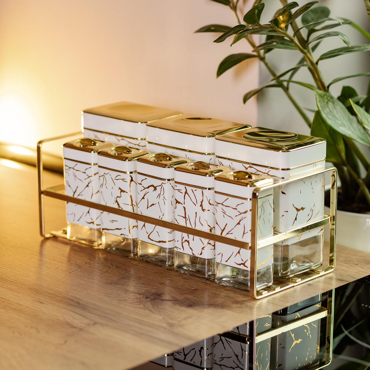 Набір для приправ та спецій на підставці з кришками 8 шт. Білий (HP-1365) - фото 6 Набір для приправ та спецій на підставці з кришками 8 шт. Білий (HP-1365) - фото 6