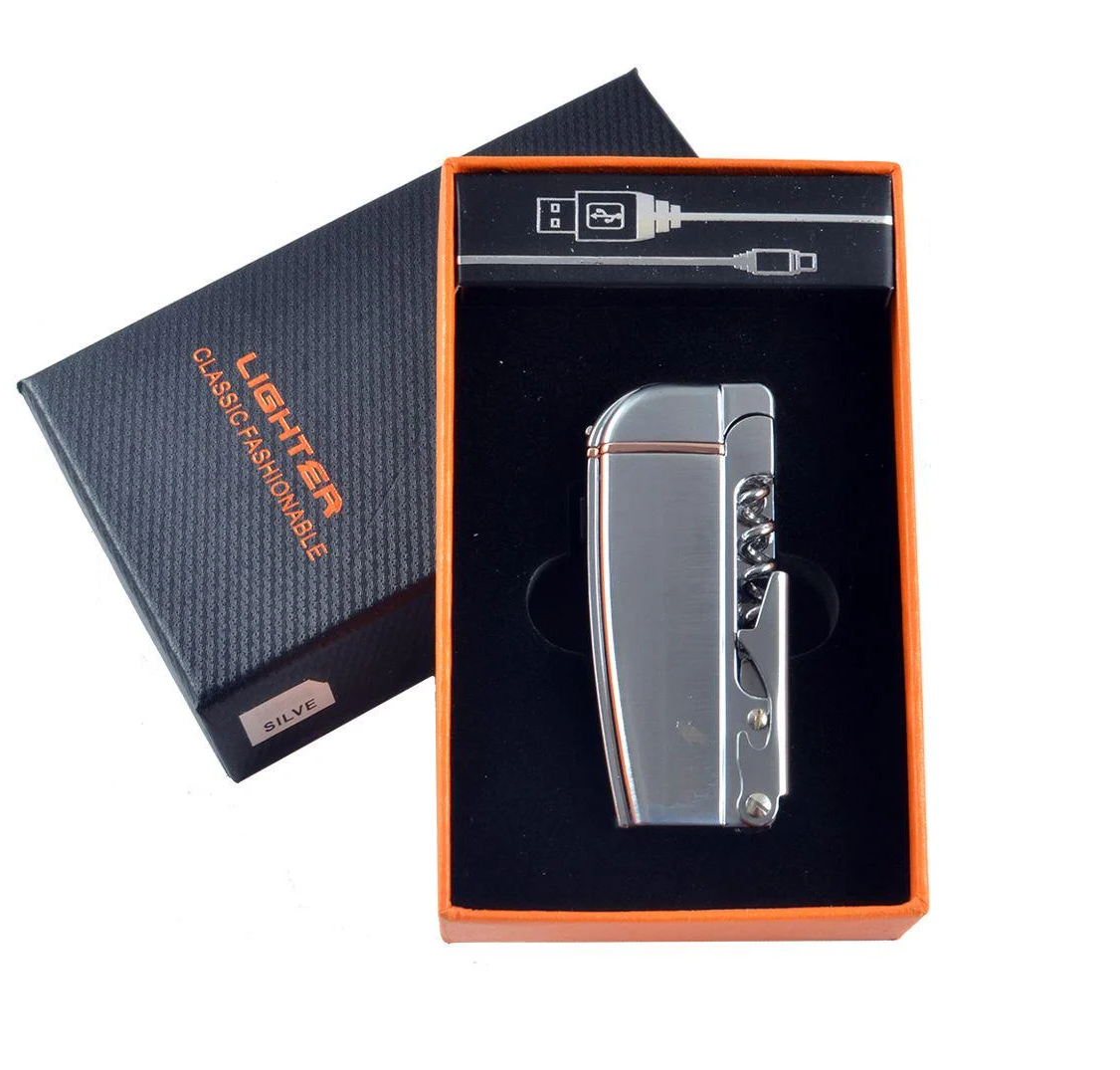 USB-зажигалка электроимпульсная Molten со штопором и открывалкой Silver (32162029)