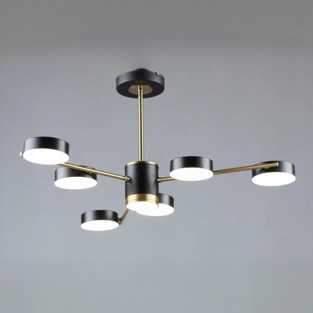 Люстра светодиодная Sirius на шесть плафонов 48W 3000-6500К Черный/Медный (B N6369/6 COP+BK)