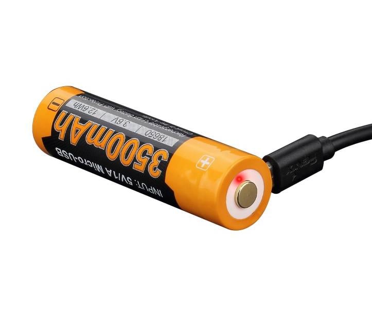 Аккумулятор Fenix 18650 3500 mAh 3,6V Li-ion с micro-usb зарядкой Черно-желтый (712734) - фото 5