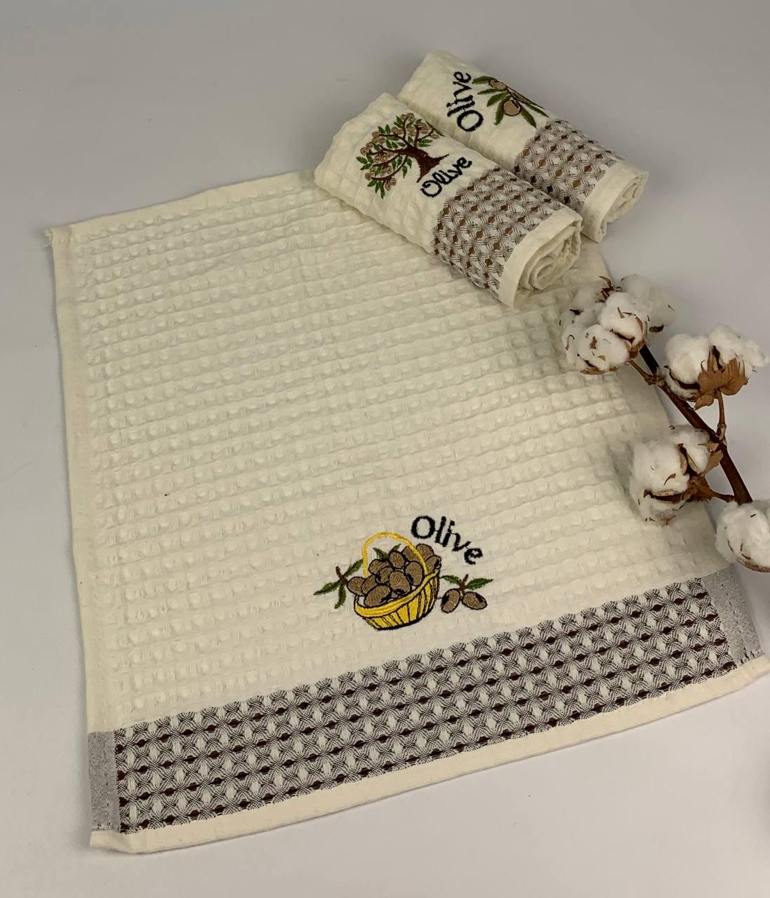 Набір кухонних рушників Nilteks Qualite Olive 3 шт. (CN33183)
