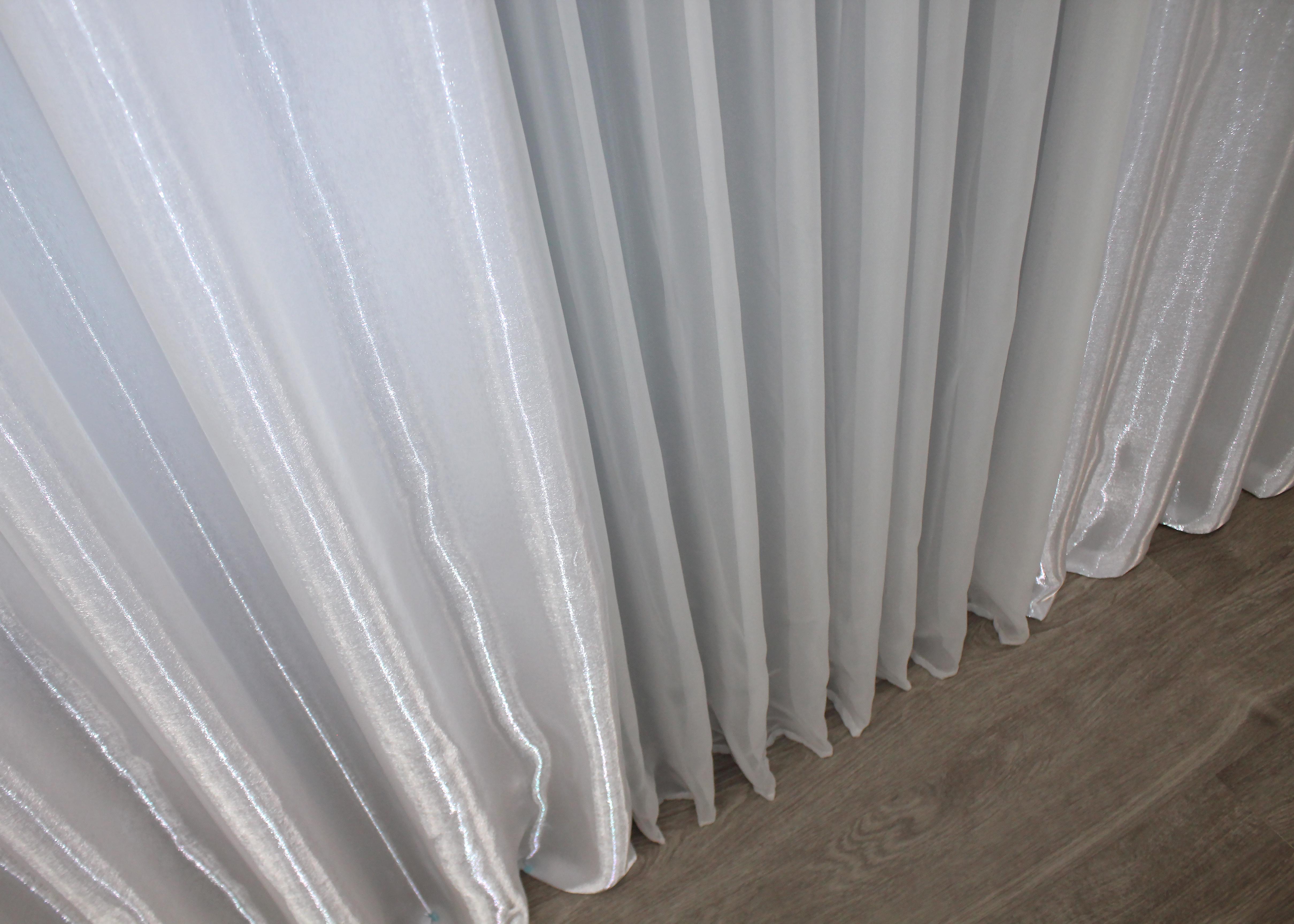 Комплект штор VR-Textil Атлас №805ш монорей 100х270 см 2 шт. Білий (31-210) - фото 6