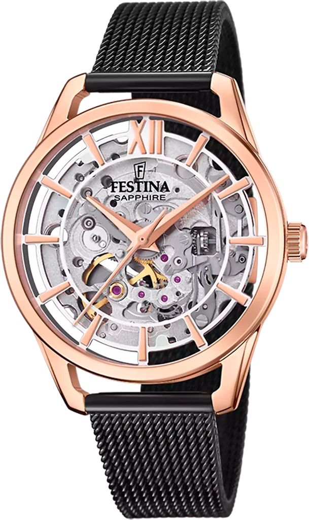 Наручные часы женские Festina F20628/3 Automatic Skeleton со стальным корпусом/сапфировым стеклом WR 30 м и прозрачным циферблатом Наручные часы женские Festina F20628/3 Automatic Skeleton со стальным корпусом/сапфировым стеклом WR 30 м и прозрачным циферблатом