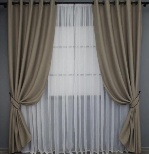 Комплект штор на люверсах Bagema Rvs блэкаут 1,5х2,5 м 2 шт. Молочный шоколад (1239ш)