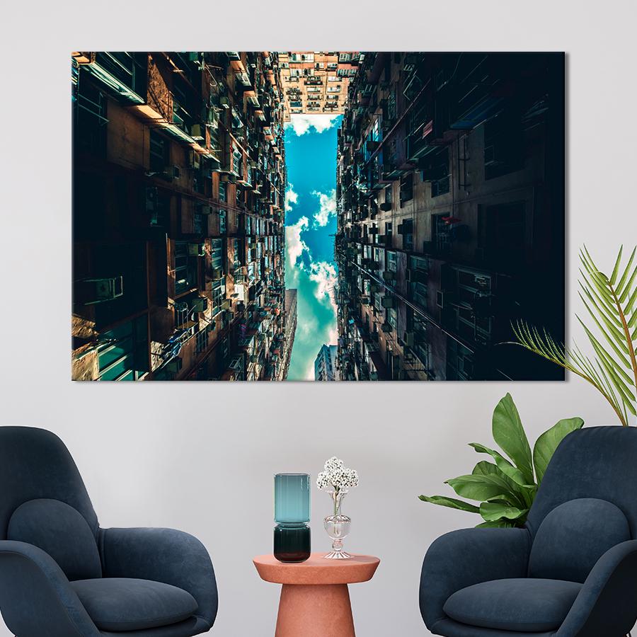 Картина город Старые высотки 120x80 см (A582-1)