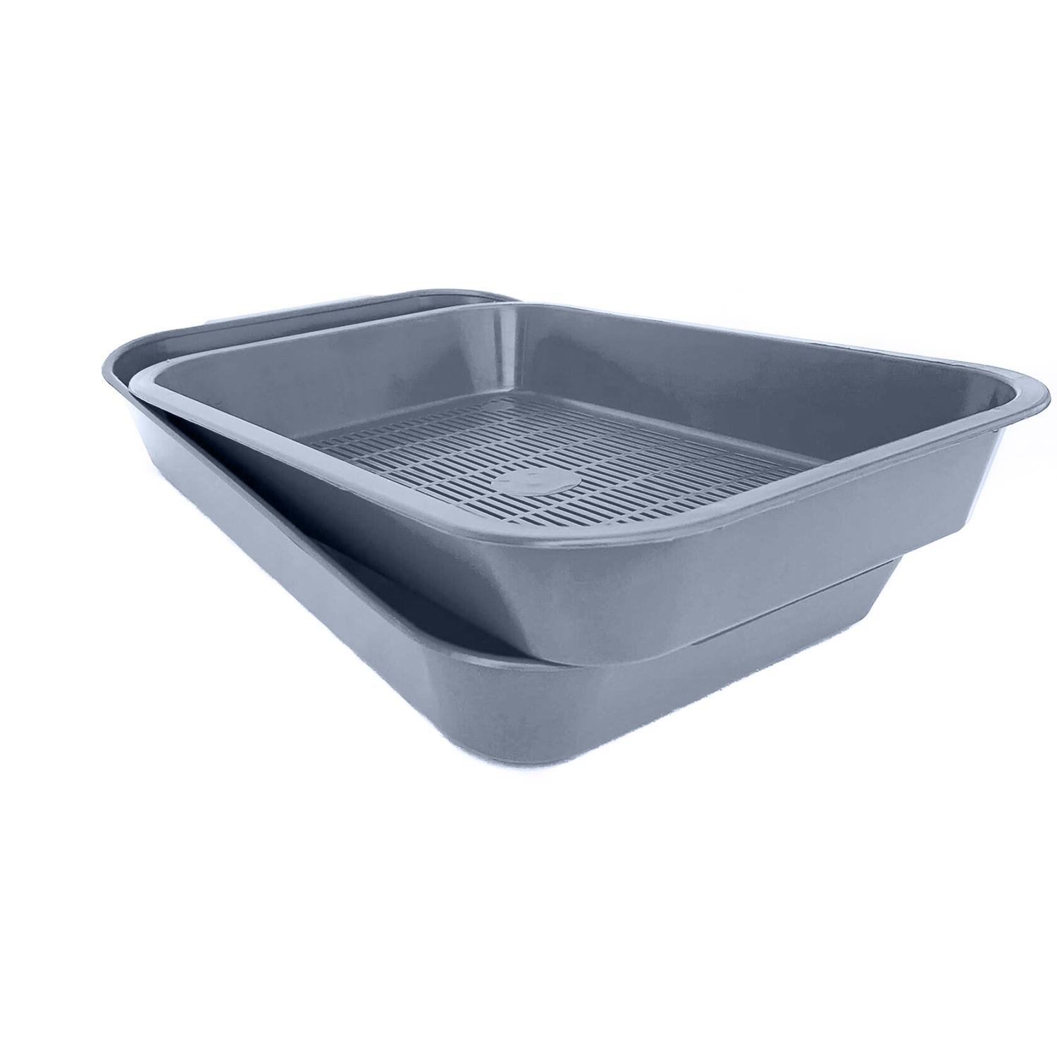 Лоток для кішок глибокий із сіткою 36,5х25х6 см Сірий (86967) - фото 2