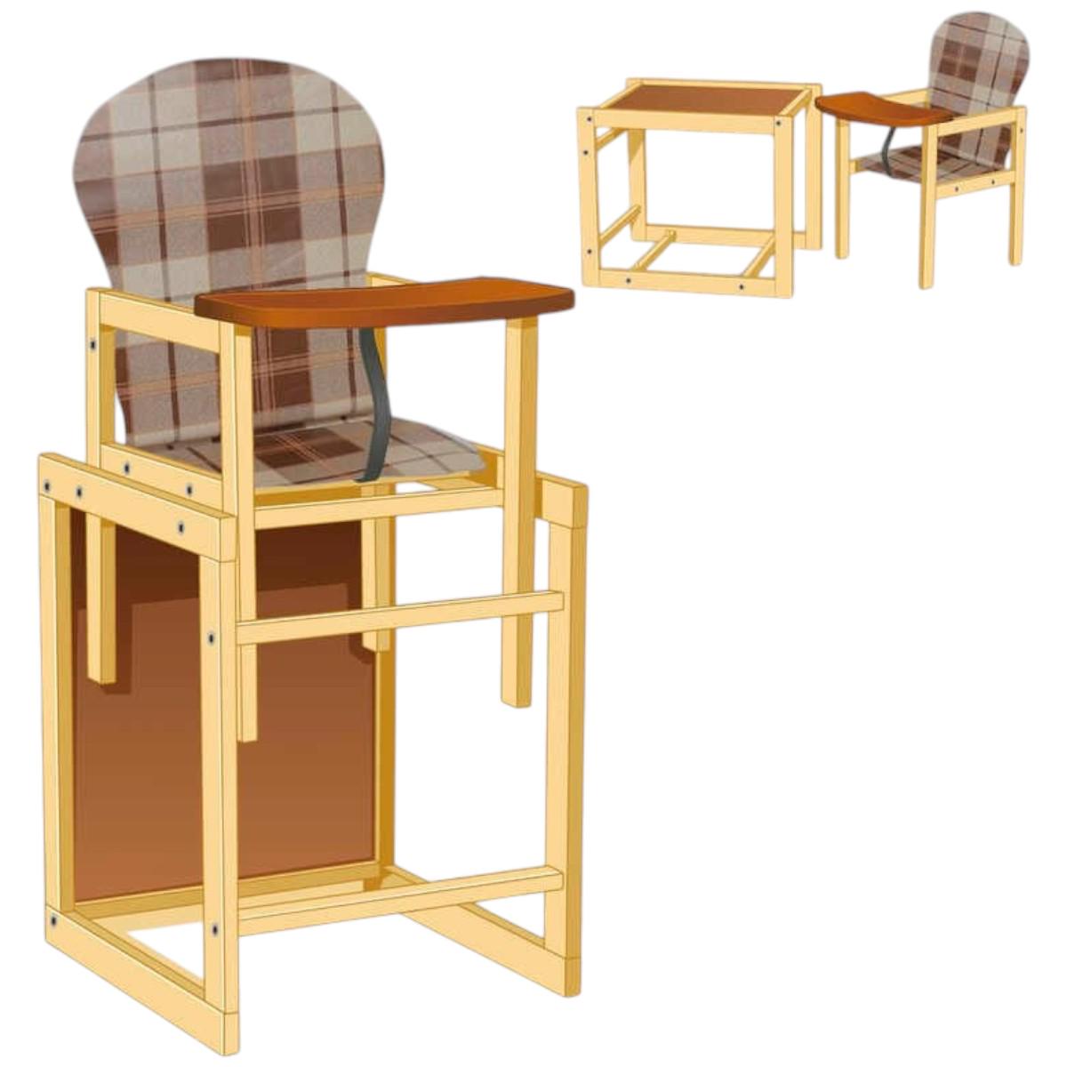 Стульчик для кормления Мася Клетка Коричневый (№1215) - фото 4