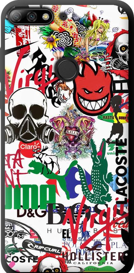 Чехол на Huawei Honor 7C Pro Many different logos (4022b-2070-42517) Чехол на Huawei Honor 7C Pro Many different logos (4022b-2070-42517)